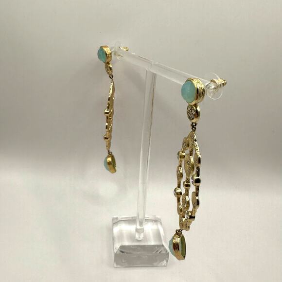 Melinda Maria Savannah Earring Drop Dangle MM Gold plated  Melinda Maria Savannah Earring Drop Dangle MM Gold plated Green Chandelier